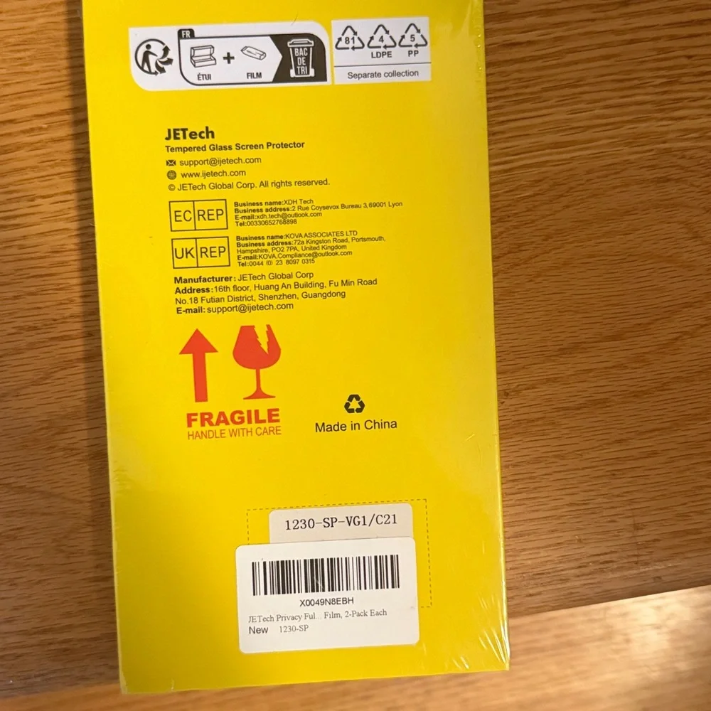 Brand new in plastic Tempered Glass Screen Protector for iPhone 14 Pro - Yellow